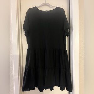 River Island Plus tiered smock mini dress in black